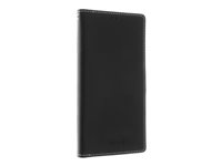 Insmat - Vikbart fodral för mobiltelefon - genuint läder, kartong+papper+aluminiumfolie, termoplastisk polyuretan (TPU), bomullssömmar - svart - för HMD Skyline 650-3271