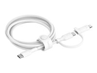 Belkin BoostCharge Pro 2-in-1 - USB-kabel - USB-C (hane) till Lightning, USB-C (hane) - USB 2.0 - 1.5 m - up to 480 Mbps, Snabbladdning upp till 60 W - vit CAC003HQ1.5MWH