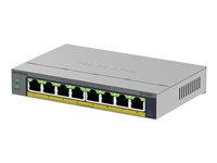 NETGEAR Easy Smart GS108EP - Switch - L3 - smart - 8 x 10/100/1000 (PoE+) - skrivbordsmodell, väggmonterbar - PoE+ (62 W) GS108EP-100EUS