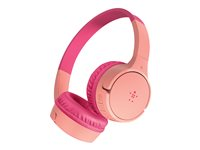 Belkin SoundForm Mini - Hörlurar med mikrofon - på örat - kabelansluten - 3,5 mm kontakt, USB-C - rosa AUD010HQPK