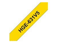 Brother HGE-631V5 - Svart på gult - Rulle (1,2 cm x 8 m) 5 kassett(er) bandlaminat - för P-Touch PT-9500pc, PT-9800PCN HGE631V5
