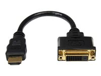 StarTech.com 20 cm HDMI till DVI-D-videokabeladapter - HDMI-hane till DVI-hona - Videokort - HDMI hane till DVI-D hona - 20.32 cm - skärmad - svart - för P/N: BNDDKT30CAHV, CDP2DVIMM2MB, DKT30CSDHPD, DKT30CSDHPD3, DP2DVI2MM3, DP2DVIMM6X10 HDDVIMF8IN