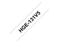 Brother HGE-131V5 - Svart på klar - Rulle (1,2 cm x 8 m) 5 kassett(er) bandlaminat - för P-Touch PT-9500pc, PT-9800PCN; P-Touch R RL-700S HGE131V5