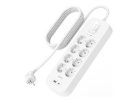 Belkin Connect - Överspänningsskydd - med USB-C- och USB-A-portar - utgångskontakter: 8 - 2 m sladd SRB003VF2M
