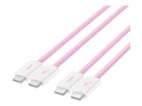 Belkin BoostCharge - USB-kabel - 24 pin USB-C (hane) till 24 pin USB-C (hane) - 1.5 m - USB Power Delivery (60W), flätad kabel - rosa (paket om 2) BBD008HQ05PK2PK