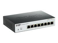 D-Link EasySmart Switch DGS-1100-08P - Switch - Administrerad - 8 x 10/100/1000 (PoE) - skrivbordsmodell - PoE DGS-1100-08P