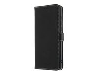 Insmat - Vikbart fodral för mobiltelefon - genuint läder, kartong+papper+aluminiumfolie, termoplastisk polyuretan (TPU), bomullssömmar - svart - för OnePlus 13R 650-3312