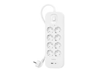Belkin Connect - Överspänningsskydd - med USB-C- och USB-A-portar - utgångskontakter: 8 - 2 m sladd SRB003VF2M-V2