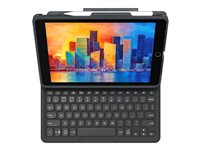ZAGG Pro Keys - Tangentbord och foliefodral - bakgrundsbelyst - Bluetooth - Nordisk - svart/grå tangentbord, svart/grå fodral - för Apple 10.2-inch iPad (7:e generation, 8:e generation, 9:e generation) 103407142