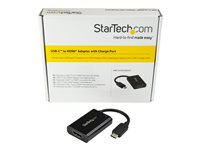 StarTech.com USB C till HDMI 2.0-adapter med strömförsörjning - videokonverterare USB Type-C till HDMI-skärm för 4K vid 60 Hz - port som ger strömförsörjning på 60 W för direktladdning - Thunderbolt 3-kompatibel - svart - Videokort - USB-C hane till HDMI, USB-C (enbart ström) hona - svart - USB Power Delivery (60W), 4K60 Hz (4096 x 2160) stöd CDP2HDUCP