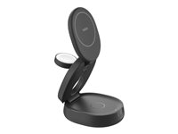 Belkin BoostCharge - Trådlöst laddställ - 3-i-1, magnetisk, kompakt + växelströmsadapter - 15 Watt - svart WIZ034KQBK