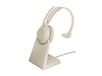 Jabra Evolve2 65 UC Mono - Headset - på örat - konvertibel - Bluetooth - trådlös - USB-C - ljudisolerande - beige 26599-889-898