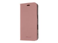 Insmat Easy - Vikbart fodral för mobiltelefon - polyuretan, kartong+papper, termoplastisk polyuretan (TPU) - rosrosa - för Apple iPhone 16 650-3290