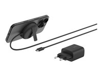 Belkin BoostCharge Pro - Trådlös laddningsplatta - magnetisk + växelströmsadapter - 15 Watt - Fast Charge - svart WIA011KQBK