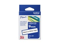 Brother TZe-221 - Standardlim - svart på vitt - Rulle (0,9 cm x 8 m) 1 kassett(er) bandlaminat - för Brother PT-D210, D600, H110; P-Touch PT-1005, 1880, H110, P900; P-Touch Cube Plus PT-P710 TZE221