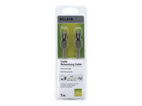 Belkin - Patch-kabel - RJ-45 &#40;hane&#41; till RJ-45 &#40;hane&#41; - 1 m - UTP - CAT 5e - formpressad, hakfri - grå A3L791CP01M-H-S