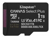 Kingston Canvas Select Plus - Flash-minneskort - 1 TB - A1 / Video Class V30 / UHS-I U3 / Class10 - mikroSDXC UHS-I SDCS3/1TBSP
