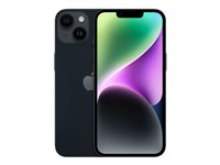 Apple iPhone 14 - 5G smartphone - dual-SIM / Internminne 512 GB - OLED-skärm - 6.1" - 2532 x 1170 pixlar - 2 bakre kameror 12 MP, 12 MP - front camera 12 MP - midnatt MPWW3QN/A