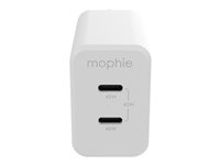 mophie speedport 45 - Strömadapter - 45 Watt - Fast Charge, PD - 2 utdatakontakter (24 pin USB-C) - vit - Europa 409909299