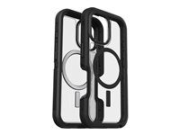 OtterBox Defender Series XT - Baksidesskydd för mobiltelefon - robust - MagSafe-kompatibilitet - plast - dark side (genomskinlig/svart) - för Apple iPhone 16 77-96056