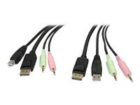 StarTech.com 6ft 4-in-1 USB DisplayPort® KVM Switch Cable w/ Audio & Microphone (DP4N1USB6) - Video/USB/ljud-kabel - USB, mini-phone stereo 3.5 mm, DisplayPort (hane) till USB, mini-phone stereo 3.5 mm, DisplayPort (hane) - 1.8 m - formpressad - svart - för P/N: SV231DPU, SV231DPUA DP4N1USB6